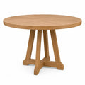 Mesa de comedor redonda de 120 cm MDF chapado en roble natural madera maciza de caucho 120 x 120 x 75 cm