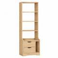 Librería estantería de oficina madera roble claro con 4 estantes y 2 cajones 60 cm x 32 cm x 180 cm
