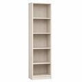 Librería de oficina estrecha 5 niveles 40 cm x 30 cm x 180 cm tablero de partículas melaminado roble blanqueado estantería vertical