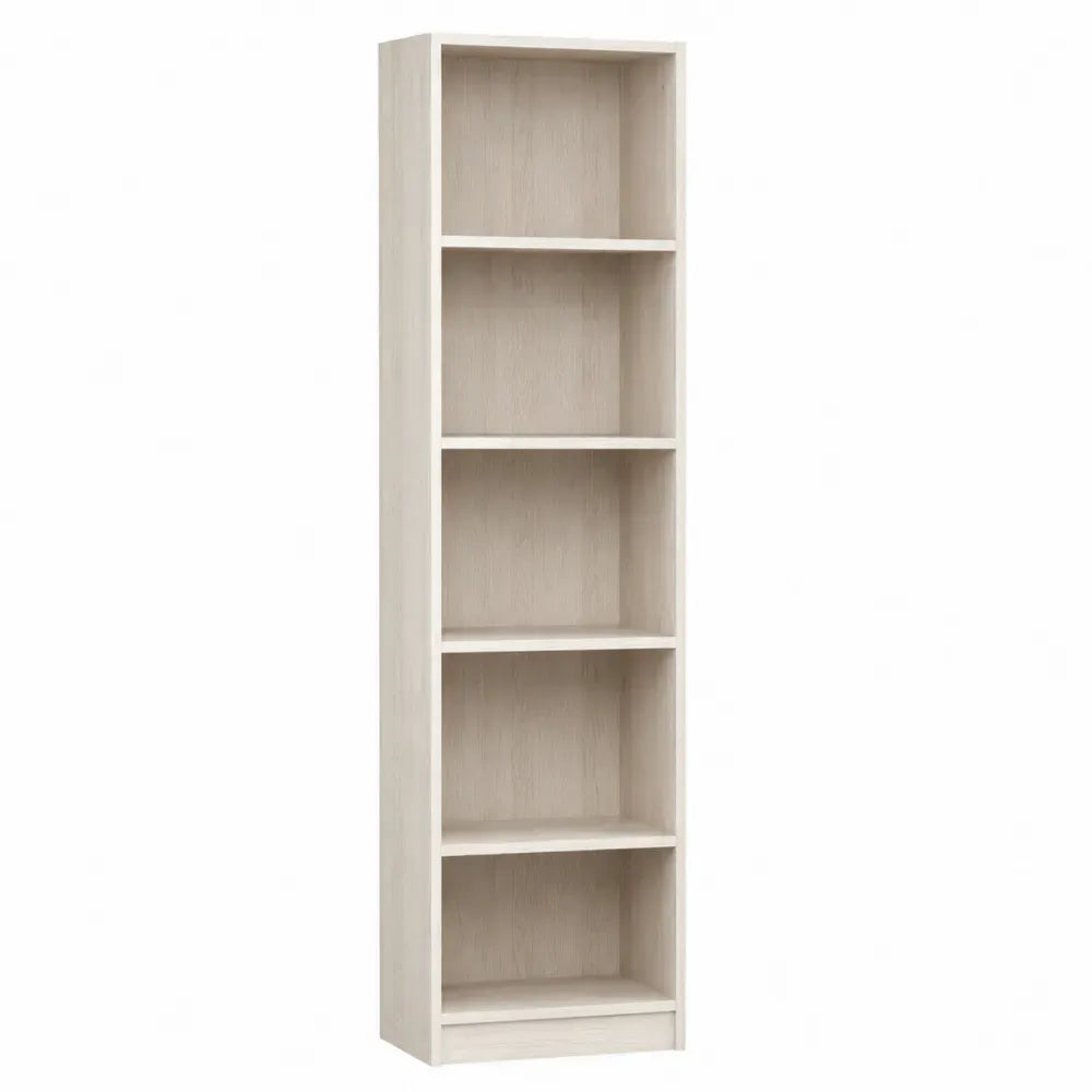 Librería de oficina estrecha 5 niveles 40 cm x 30 cm x 180 cm tablero de partículas melaminado roble blanqueado estantería vertical