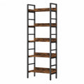 Estantería librería industrial de 5 niveles acero negro tablero de partículas roble rústico 60 cm x 30 cm x 180 cm
