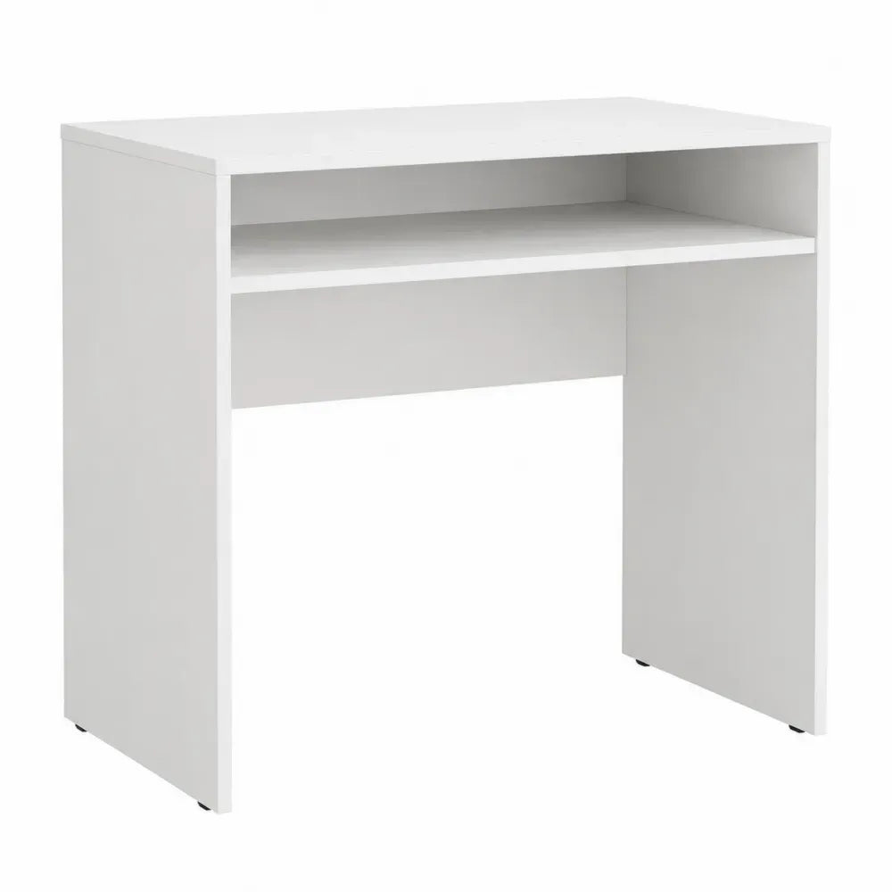 Escritorio rectangular con estante inferior tablero de partículas melamina blanco 90 cm x 50 cm x 90 cm