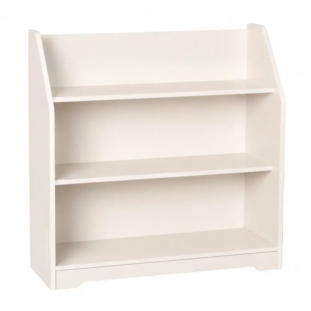 Librería estantería baja de 3 niveles MDF lacado blanco con laterales curvos 90 cm x 30 cm x 95 cm