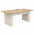Escritorio rectangular de oficina tablero de partículas melamina roble natural y blanco roto 140 cm x 70 cm x 75 cm